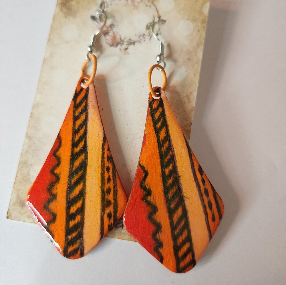 Hand crafted wooded earrings